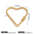 Golden heart-shaped stainless steel screw clasp for necklace and bracelet jewelry - Heart Screw Clasp - Threaded 34*32.5