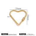Golden heart-shaped stainless steel screw clasp connector for DIY jewelry making - Heart Screw Clasp - Threaded 23*23