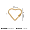 Golden heart-shaped stainless steel screw clasp connector for jewelry making 22mm size - Heart Screw Clasp - Smooth 22*20.5
