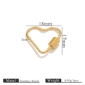 Golden heart-shaped stainless steel screw clasp connector for jewelry making, 18mm - Heart Screw Clasp - Smooth 18*17