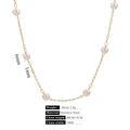 Collier élégant en acier inoxydable doré avec perles blanches 6mm et chaîne fine de 40cm - Style 8 Collier