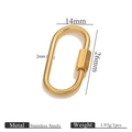 Golden stainless steel oval screw clasp for DIY jewelry making and bag hardware - Oval Screw Clasp - Smooth 14*26