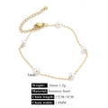Bracelet doré en acier inoxydable avec cinq perles de 5mm et une chaîne d'extension - Style 9 Bracelet