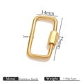 Golden stainless steel screw lock clasp 25mm x 14mm for jewelry making and necklaces - Rectangle Screw Clasp - Smooth 14*25