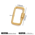 Golden stainless steel rectangular screw clasp for bracelets and necklaces with knurled lock - Rectangle Screw Clasp - Threaded 14*25