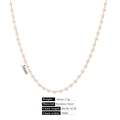 Collier en acier inoxydable doré avec perles blanches de 3mm et chaîne ajustable - Style 10 Collier