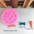 Pink silicone mold for DIY fondant featuring mustache, bow tie, and necktie shapes - Mustache and Bow Tie Style / Pink