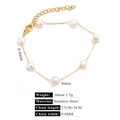 Bracelet en acier inoxydable doré orné de perles blanches en forme de cœur élégant - Bracelet Coeur