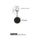 Silberner 12mm Edelstahl-Rundlünettenanhänger mit 15mm Karabinerverschluss für Schmuck - Schwarz 12mm
