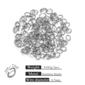 Bulk stack of 0.7x6mm silver stainless steel oval jump rings for DIY jewelry making - 0.7x4.5x6 / Steel