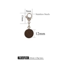 DIY-Holzanhänger mit 15-mm-Edelstahl-Karabinerverschluss und offenem Biegering - Kaffee 12mm
