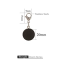 Set aus silbernem Edelstahl-Karabinerverschluss und schwarzem rundem Anhänger - Schwarz 20mm
