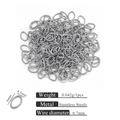 Oval stainless steel open jump rings 4.5x6mm for jewelry making with 0.7mm wire diameter - 0.7x4.5x6 / Steel
