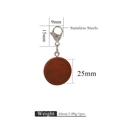 25mm runder Holzsockel-Anhänger mit silbernem Karabinerverschluss und natürlicher Holzmaserung - Rot 25mm
