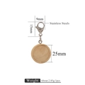 Edelstahl-Karabinerverschluss mit 25mm runder Holzbasis für DIY-Schlüsselanhänger - Naturholz 25mm