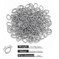Oval stainless steel open jump ring with 1mm wire thickness and 7x10mm diameter silver finish - 1*7*10 / Steel