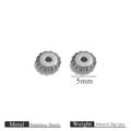 Stainless steel 5mm wheel spacer bead with embossed dots for DIY jewelry making - Steel Gear Style (Type 5)