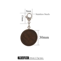 30mm runder dunkelbrauner Holzschlüsselanhänger mit Karabinerverschluss aus Edelstahl - Kaffee 30mm