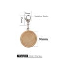 30mm runder Holzanhänger-Boden mit Edelstahl-Karabinerverschluss und Schlüsselanhänger - Naturholz 30mm