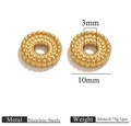 Goldene Abstandsperlen aus Edelstahl mit 10mm Durchmesser und punktierter Textur - Gold Gepunktet Stil (Typ 10)