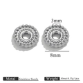 8mm silberne Edelstahl Abstandsperle in Zahnradform für DIY Schmuckherstellung - Stahl Gepunktet Stil (Typ 8)