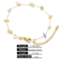 18k gold plated stainless steel bracelet featuring colorful natural stone chips - Golden Multi-color Stone Bracelet 17+5