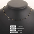 Stainless steel beaded necklace with black faceted stones and gold finish 40+5cm - Golden 4.0 Black Crystal 3mm Beads Necklace 40+5