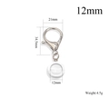 Porte-clés mousqueton argenté avec plateau rond en bois de 12mm pour bijoux DIY - Blanc (12mm)