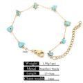 18k gold plated stainless steel anklet with natural turquoise stones and adjustable chain - Golden Blue Stone Chip Bracelet 17+5