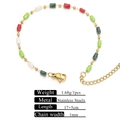 Colorful beaded stainless steel bracelet with green and red stones and 18k gold plating - Golden Bar Crystal Bracelet 17+5