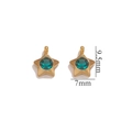 Star-shaped 18K gold plated stainless steel pendants with green crystal center, 9.5mm x 7mm - Five-leaf Flower - Emerald Green