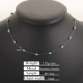 18k gold plated stainless steel necklace with turquoise beads on a black neck display - Golden Round Turquoise Necklace 40+5