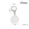 DIY ronde witte houten sleutelhanger met zilveren metalen karabijnsluiting - Wit
