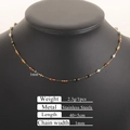 Minimalist gold stainless steel thin chain necklace with multi-colored small beads - Golden Colorful 3mm Natural Stone Necklace 40+5