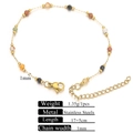 18k gold plated stainless steel bead bracelet with colorful stones and 5cm extender - Golden Colorful 3mm Natural Stone Bracelet 17+5