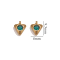 18K gold plated stainless steel triangle pendant with green crystal stone, 9.5x8mm size - Inverted Triangle - Emerald Green