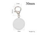 30mm ronde blanco hanger met zilveren karabijnsluiting sleutelhanger en afmetingen - Wit