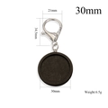 Sleutelhanger met 30mm zwarte houten ronde basis en zilveren kreeftsluiting - Zwart