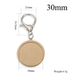 30 mm ronde houten sleutelhanger basis met zilveren karabijnsluiting voor DIY knutselen - Natuurlijk Hout