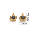 18K gold plated stainless steel flower charm with green crystal zircon, size 9.5x7.5mm - Star - Dark Green