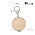 Ronde houten sleutelhanger met metalen karabijnsluiting en 40mm diameter basis - Natuurlijk Hout