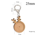 Houten herten-sleutelhanger met 25mm ronde basis voor DIY-sieraden en zilveren metalen haak - Hertenkop