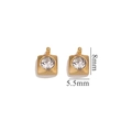 18K gold plated stainless steel square charm with clear crystal for DIY jewelry - Square - White