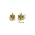 18K gold plated stainless steel 8x5.5mm square green crystal charm for DIY jewelry - Square - Lime Green
