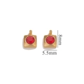18K gold plated stainless steel square pendant with red crystal, size 8mm by 5.5mm - Square - Red