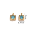 18K gold plated stainless steel square charm with light blue crystal, 8mm x 5.5mm - Square - Light Blue