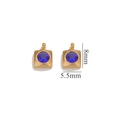8mm square 18K gold plated stainless steel pendant with dark blue zircon and hanging loop - Square - Royal Blue