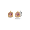 Square 18K gold plated stainless steel pendant with pink crystal, size 8mm x 5.5mm - Square - Pink