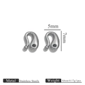 Polished silver stainless steel jewelry lobster clasp for DIY bracelets, 5mm x 7mm - Silver Tone S Hook