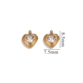 18K gold-plated stainless steel heart pendants with crystal inlay, 8.5mm x 7.5mm size - Heart-White